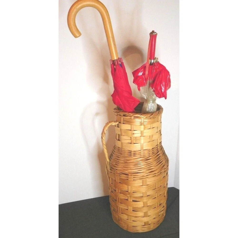 Vintage‎ Wicker Umbrella Basket Woven Basket Retro Art Deco